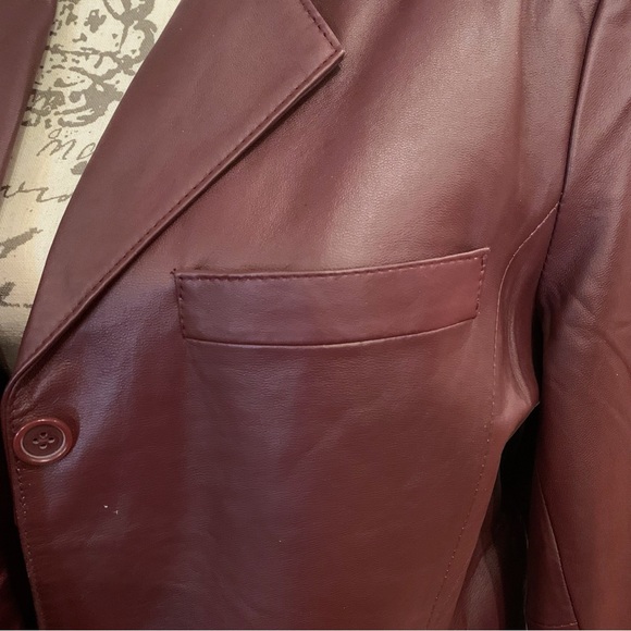 FINAL PRICE Dialogue vintage wine leather button front lined jacket size Large - Picture 5 of 13